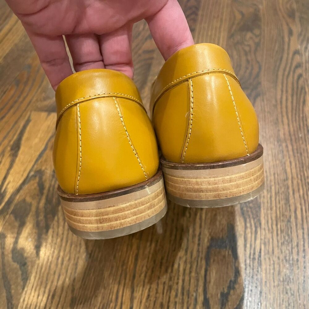 NWOT EVERLANE The Modern Pointed Toe Loafer Tan Mustard Yellow Leather - Picture 7 of 9